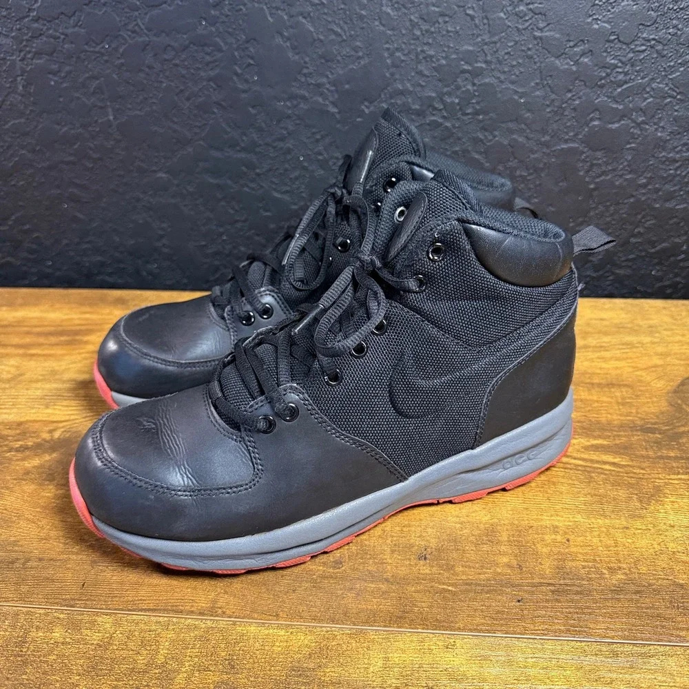 Nike ACG Manoa 859412-006 Black Leather Mesh Hiking Boots Youth 7Y